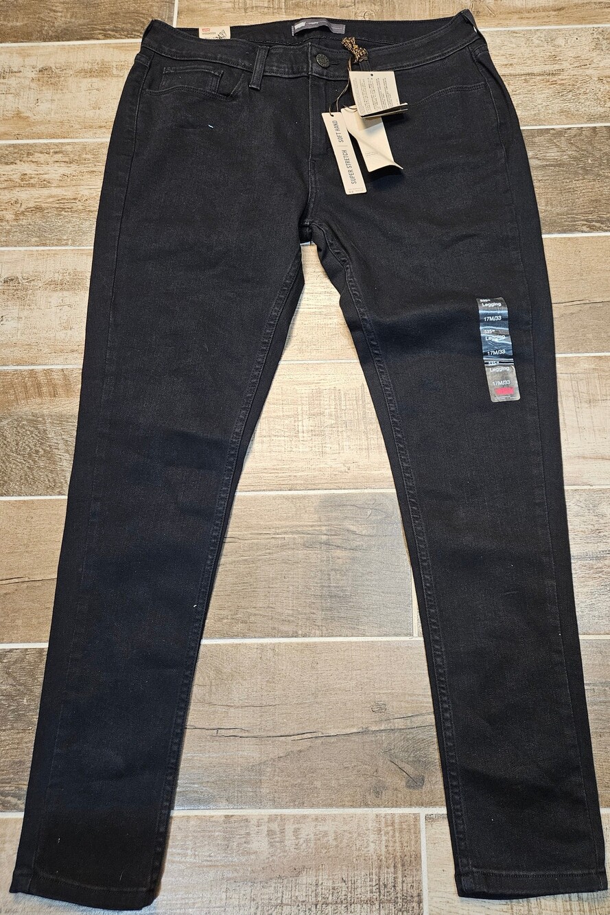 NWT Levis 535 Jeans Womens 17M 33 Black Ultra Low Rise Super Stretch Legging